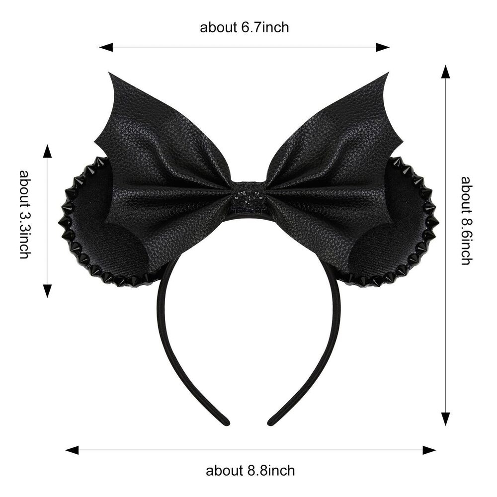 7163 Halloween Mouse Ears Headbands Black Bat Mouse ear Headband Cute Mouse - Picture 2 of 7